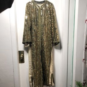 Moroccan Kaftan Double layer Gold sequin one size fits most